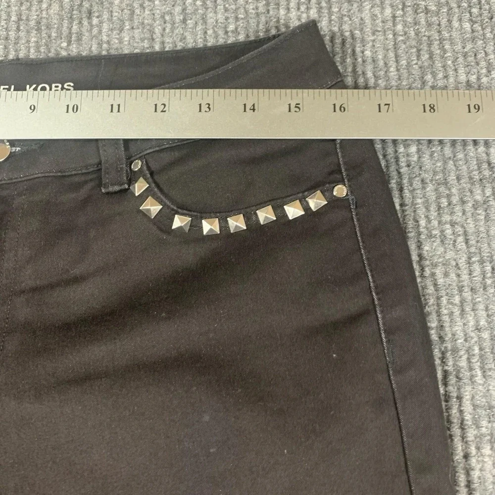 Michael Kors Jeans Womens 8 Black Skinny Studded Stretch Mid Rise Grunge 32x28